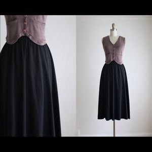 Vintage Black Jersey Midi Skirt
